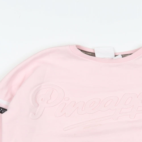 Pineapple Girls Pink Cotton Pullover Sweatshirt Size 9-10 Years Pullover - Logo, Embroidered