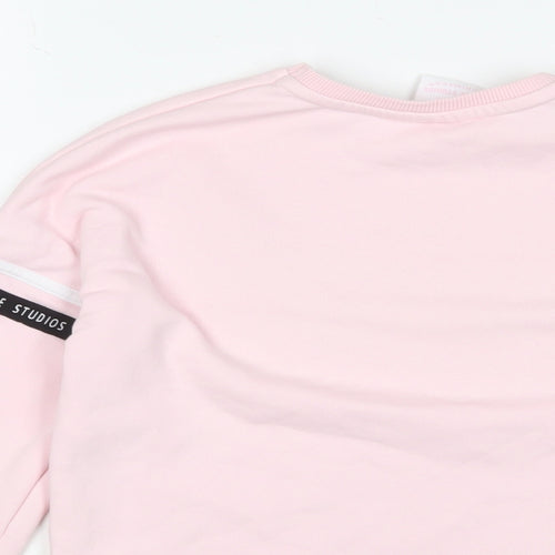 Pineapple Girls Pink Cotton Pullover Sweatshirt Size 9-10 Years Pullover - Logo, Embroidered