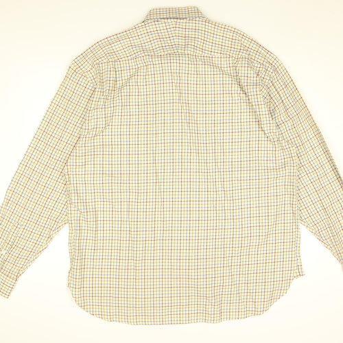 Hoggs of Fife Mens White Geometric Cotton Button-Up Size XL Collared Button