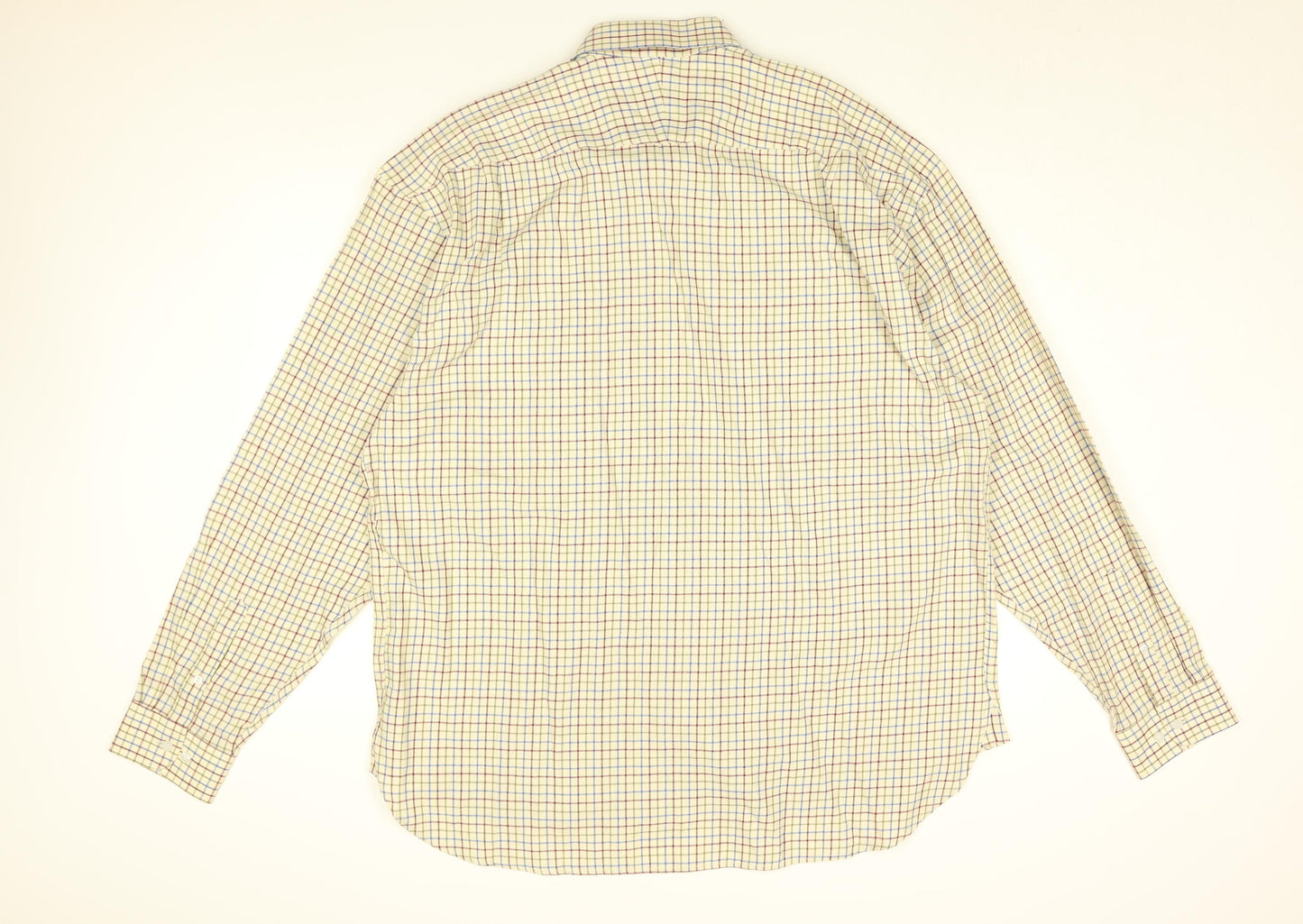 Hoggs of Fife Mens White Geometric Cotton Button-Up Size XL Collared Button