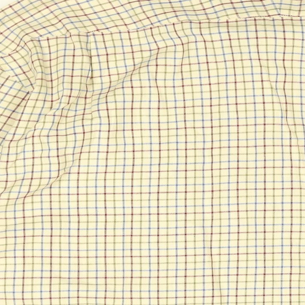 Hoggs of Fife Mens White Geometric Cotton Button-Up Size XL Collared Button