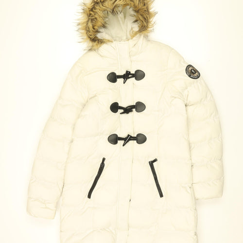 Brave Soul Womens White Puffer Jacket Coat Size 8 Zip
