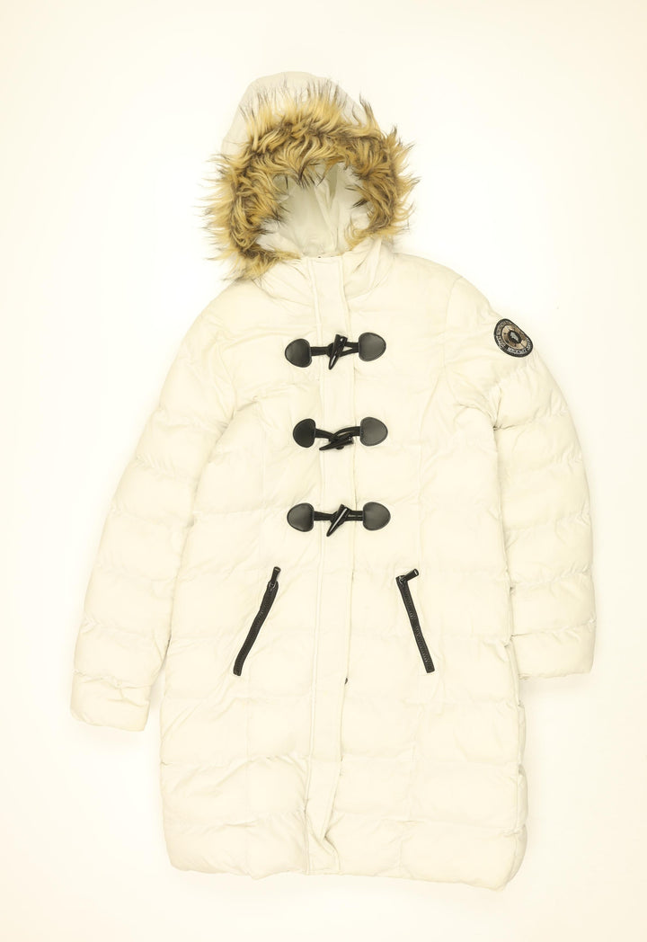 Brave Soul Womens White Puffer Jacket Coat Size 8 Zip