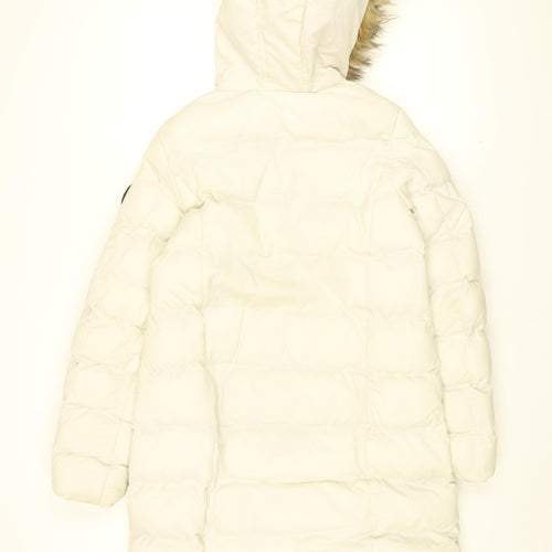 Brave Soul Womens White Puffer Jacket Coat Size 8 Zip
