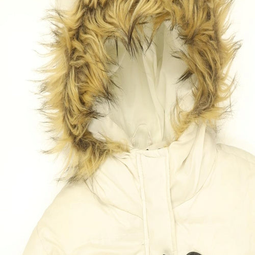 Brave Soul Womens White Puffer Jacket Coat Size 8 Zip