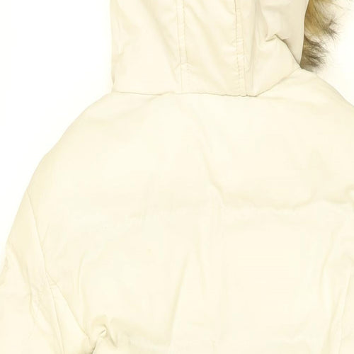 Brave Soul Womens White Puffer Jacket Coat Size 8 Zip
