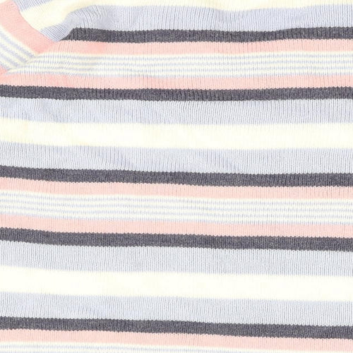 Isle Womens Blue V-Neck Striped Acrylic Pullover Jumper Size 14 - Size 14-16