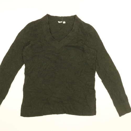 Gap Womens Green V-Neck Cotton Pullover Jumper Size M