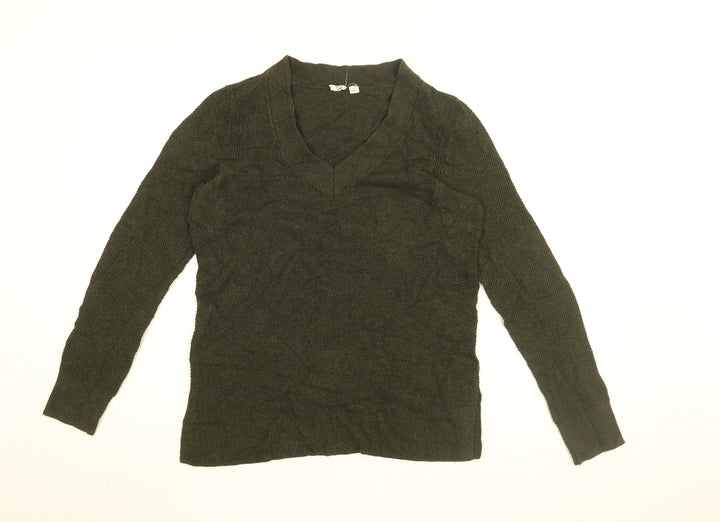 Gap Womens Green V-Neck Cotton Pullover Jumper Size M