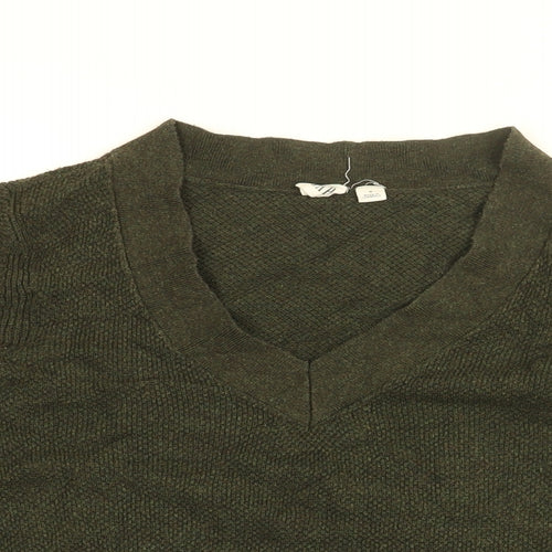 Gap Womens Green V-Neck Cotton Pullover Jumper Size M