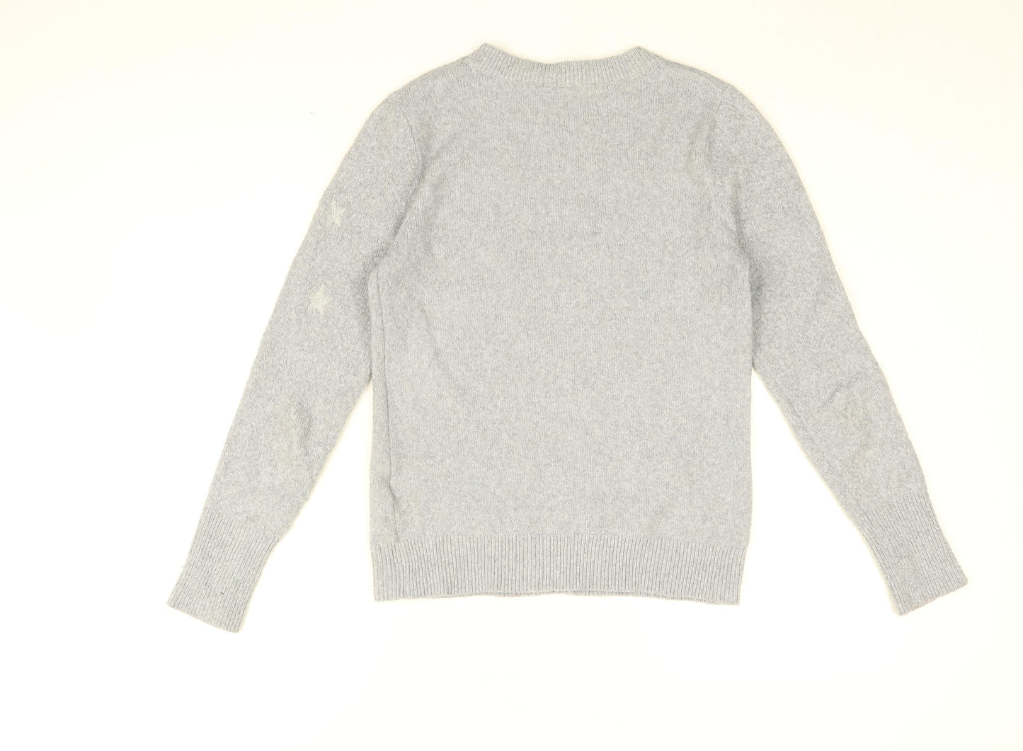 Oasis Womens Grey Round Neck Geometric Polyester Pullover Jumper Size S - Star print