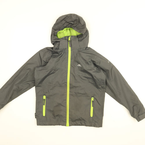 Trespass Boys Grey Rain Coat Coat Size 7-8 Years Zip