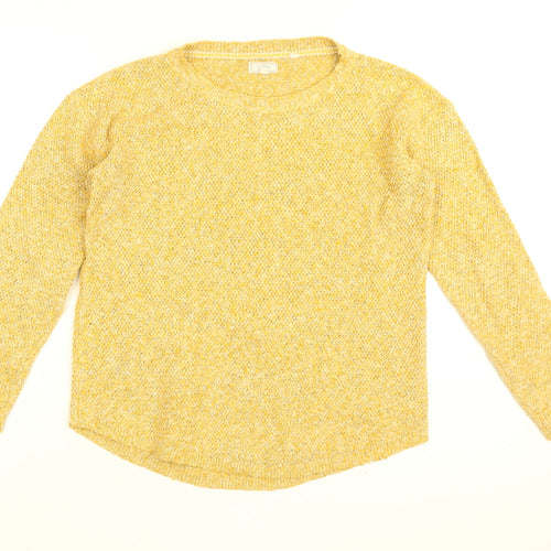 Fat Face Womens Yellow Round Neck Cotton Pullover Jumper Size 8