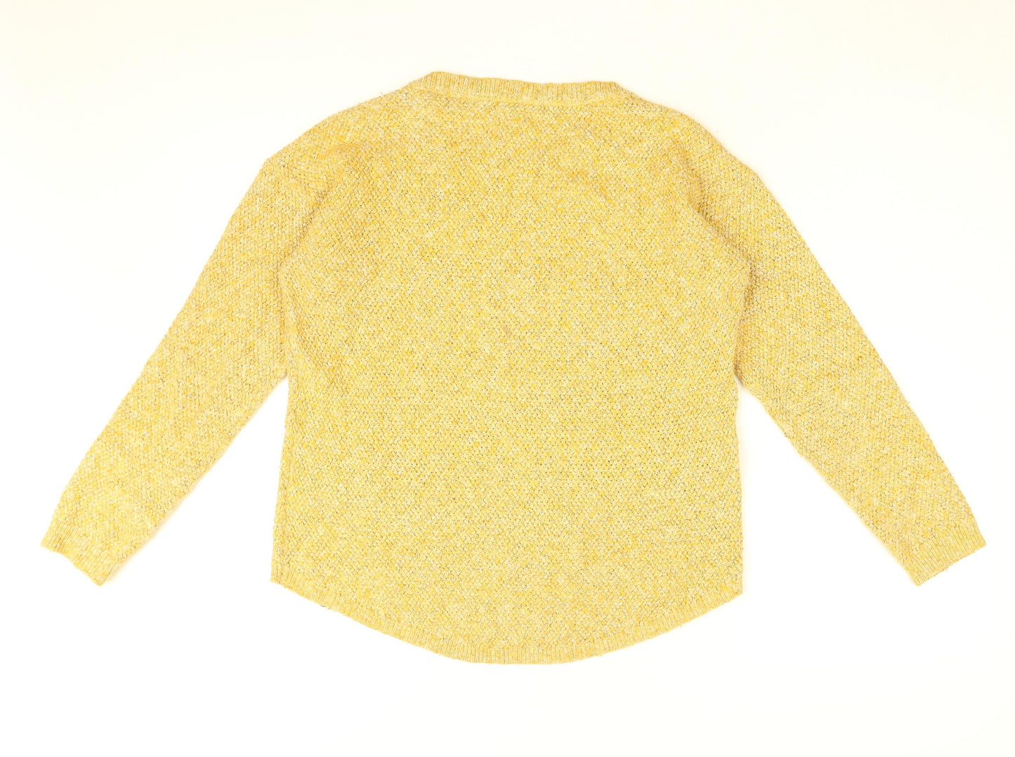 Fat Face Womens Yellow Round Neck Cotton Pullover Jumper Size 8