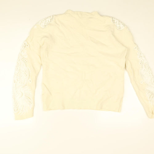 Ted Baker Womens Ivory Round Neck Acrylic Pullover Jumper Size 14