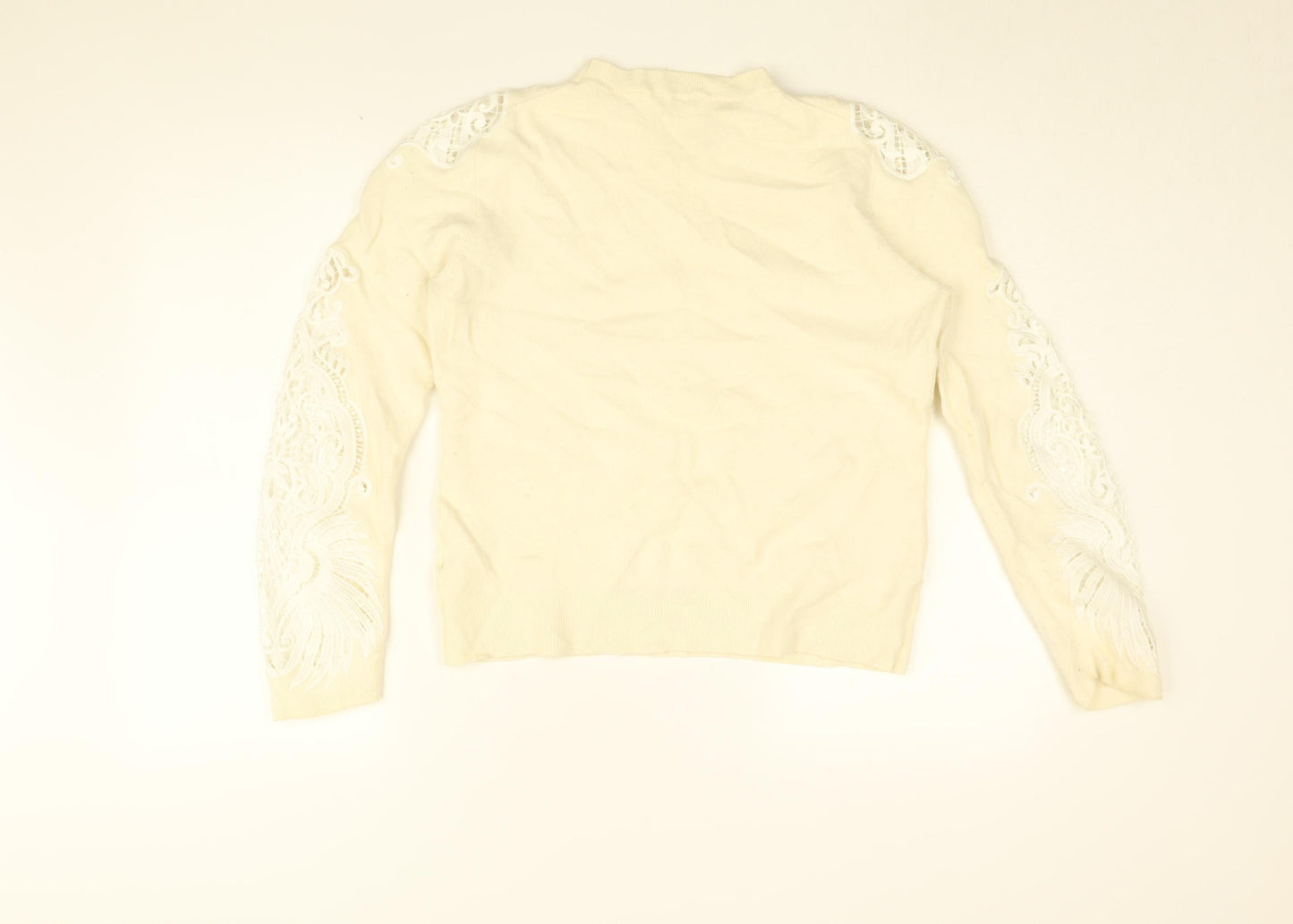 Ted Baker Womens Ivory Round Neck Acrylic Pullover Jumper Size 14