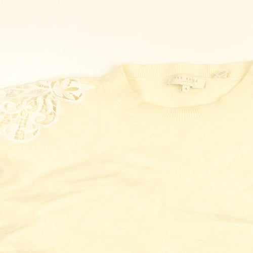 Ted Baker Womens Ivory Round Neck Acrylic Pullover Jumper Size 14