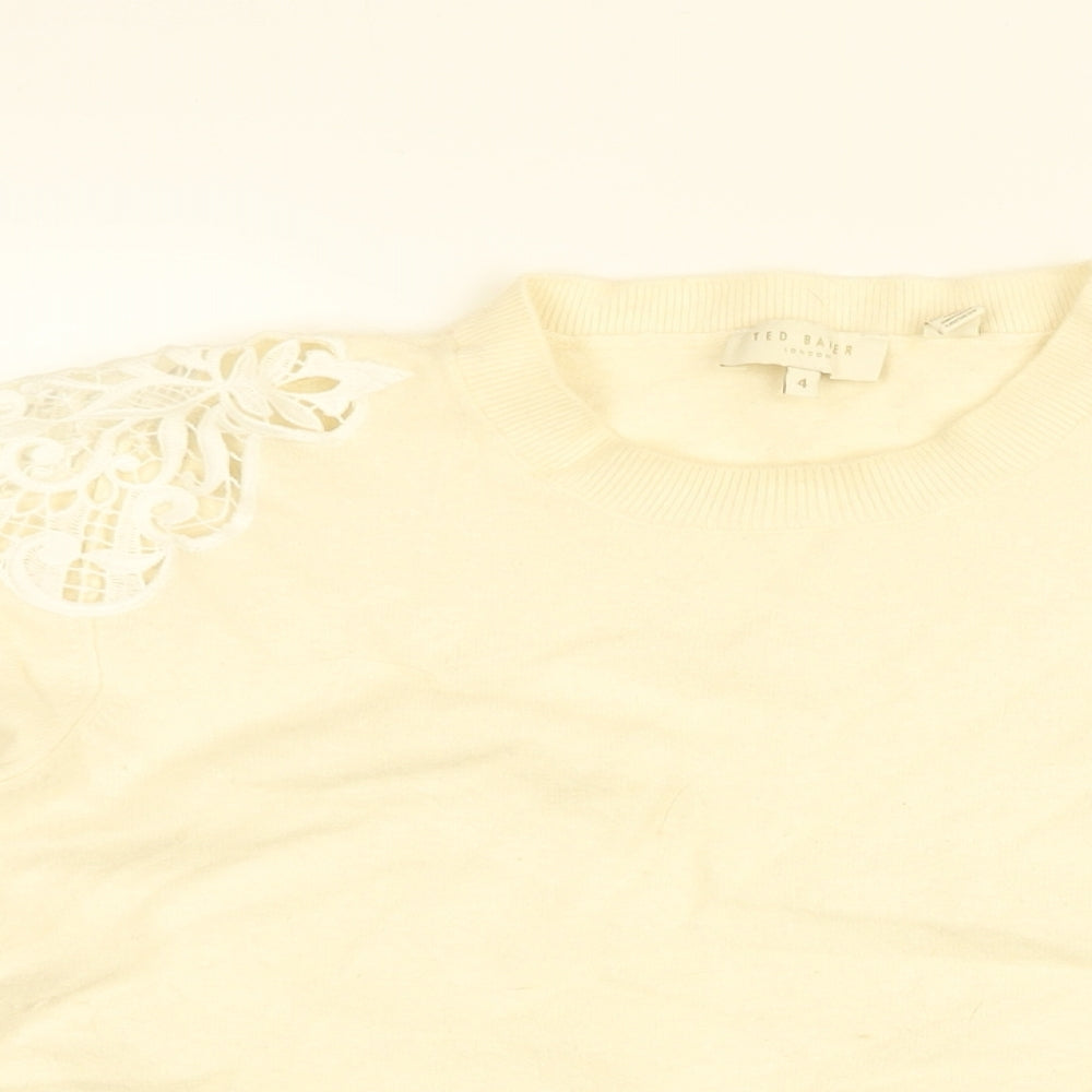 Ted Baker Womens Ivory Round Neck Acrylic Pullover Jumper Size 14