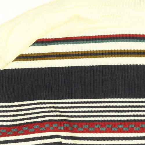 The Sweater Shop Mens Ivory Round Neck Striped Acrylic Pullover Jumper Size L Long Sleeve - The Sweater Shop