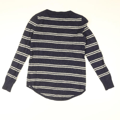 Gap Womens Blue Striped Nylon Basic T-Shirt Size XS V-Neck