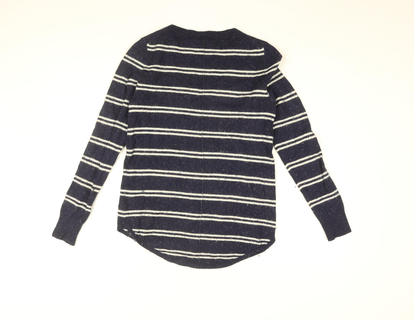Gap Womens Blue Striped Nylon Basic T-Shirt Size XS V-Neck