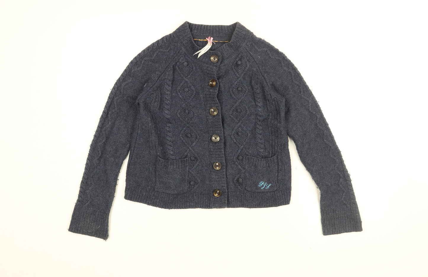 Pepe Jeans Womens Blue Round Neck Nylon Cardigan Jumper Size 12