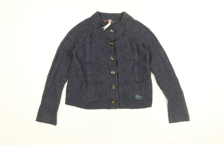 Pepe Jeans Womens Blue Round Neck Nylon Cardigan Jumper Size 12