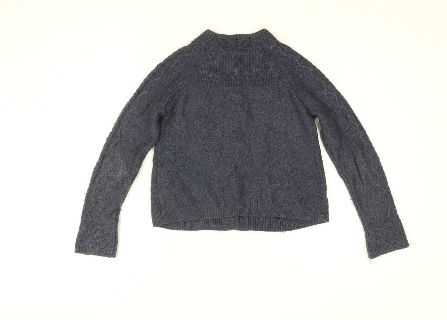 Pepe Jeans Womens Blue Round Neck Nylon Cardigan Jumper Size 12