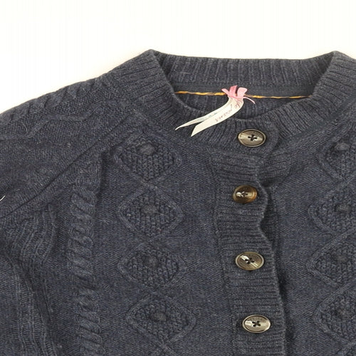 Pepe Jeans Womens Blue Round Neck Nylon Cardigan Jumper Size 12