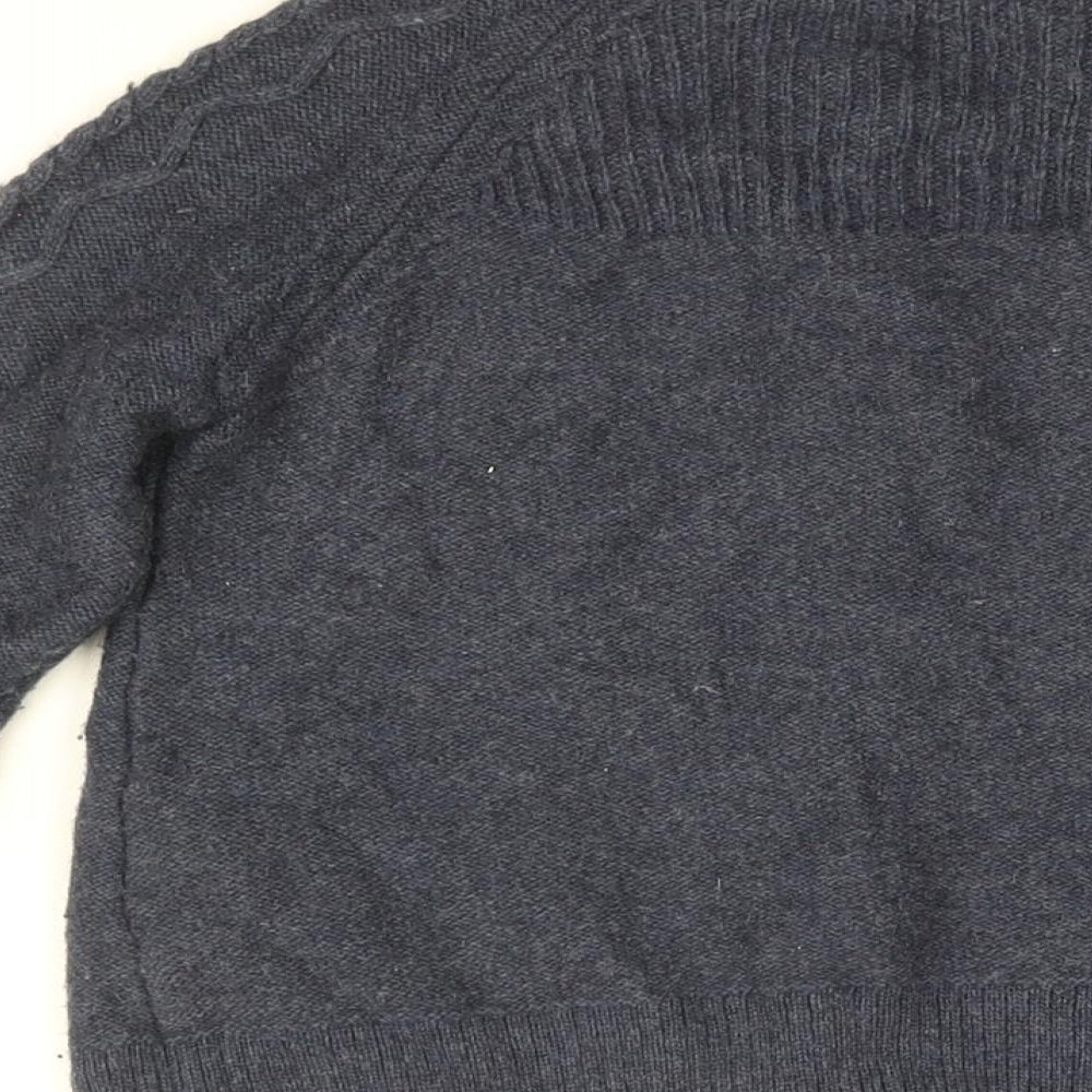 Pepe Jeans Womens Blue Round Neck Nylon Cardigan Jumper Size 12