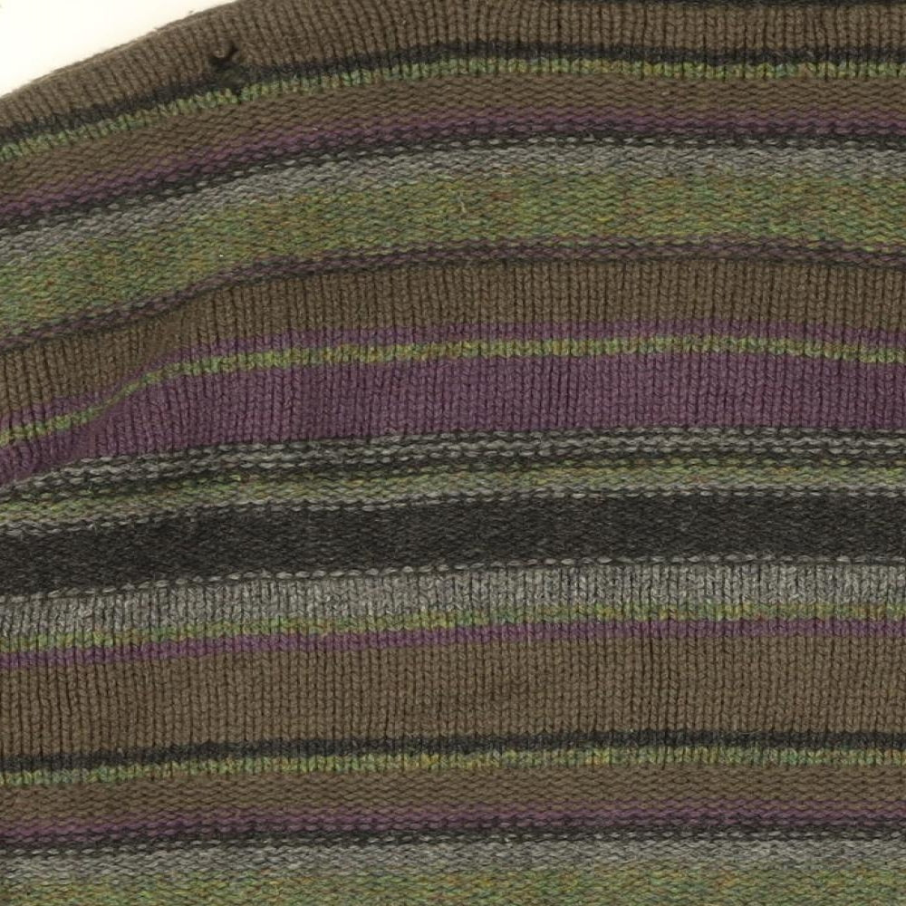 Rocha John Rocha Mens Black Striped Wool Full Zip Sweatshirt Size 2XL