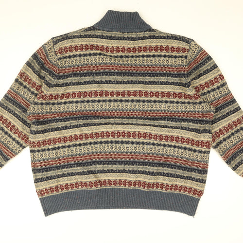 MANTARAY PRODUCTS Mens Beige Geometric Acrylic Pullover Sweatshirt Size 2XL