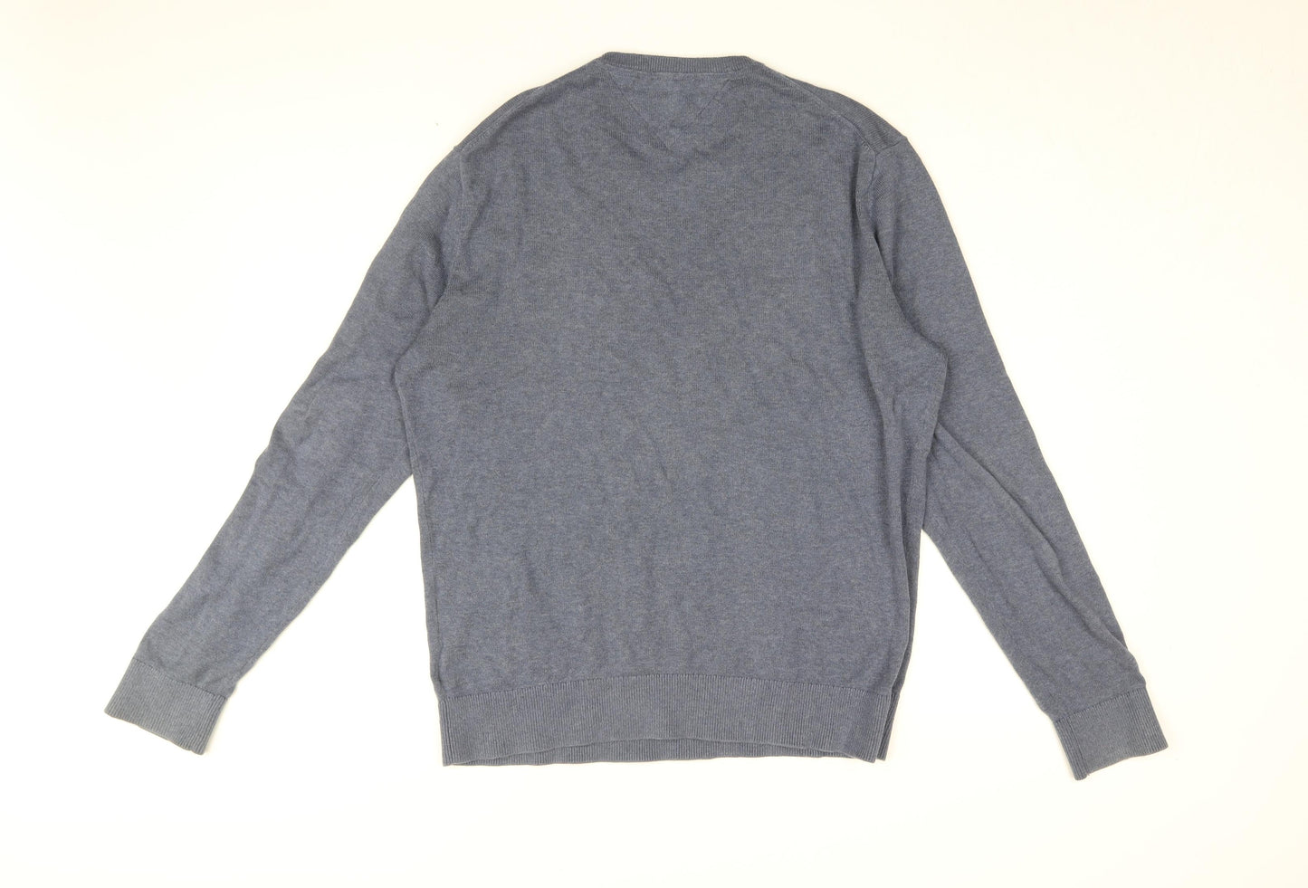 Tommy Hilfiger Mens Blue Round Neck Cotton Pullover Jumper Size L Long Sleeve