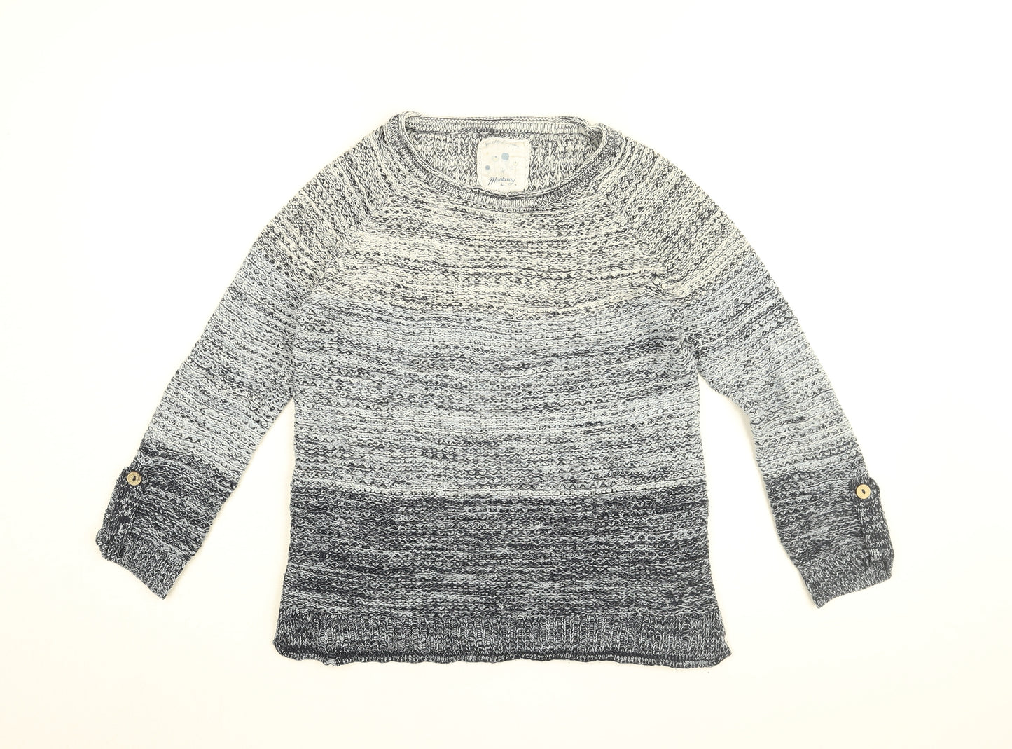 MANTARAY PRODUCTS Womens Blue Round Neck Striped Acrylic Pullover Jumper Size 8