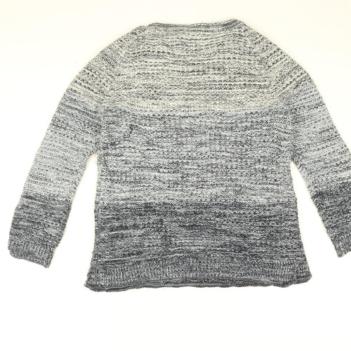 MANTARAY PRODUCTS Womens Blue Round Neck Striped Acrylic Pullover Jumper Size 8