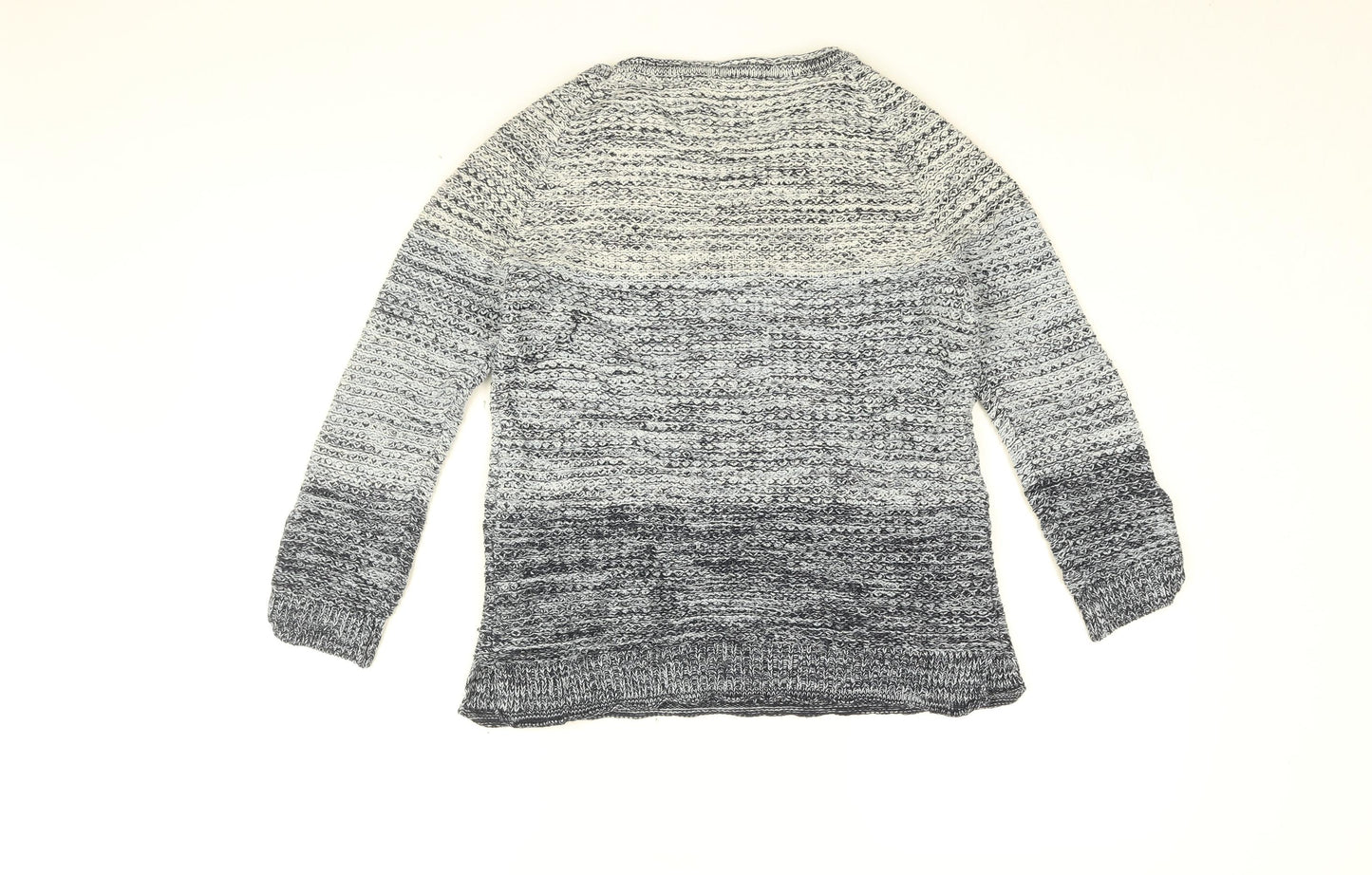 MANTARAY PRODUCTS Womens Blue Round Neck Striped Acrylic Pullover Jumper Size 8