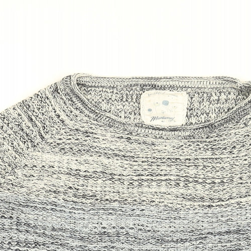 MANTARAY PRODUCTS Womens Blue Round Neck Striped Acrylic Pullover Jumper Size 8