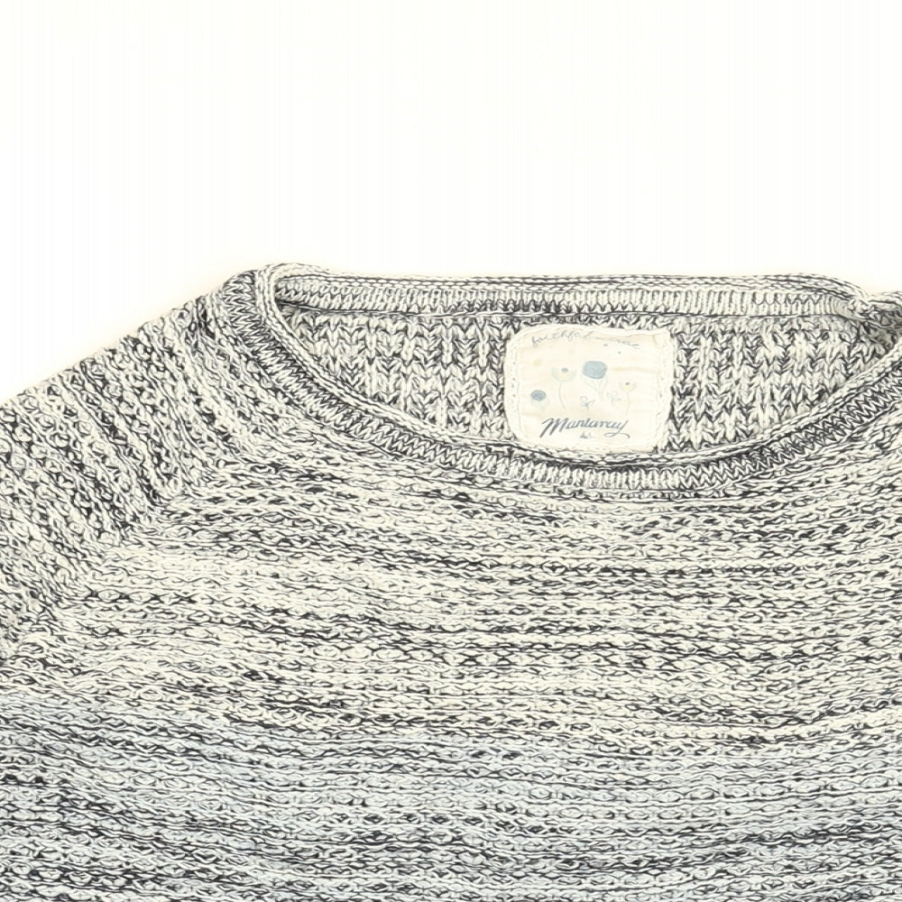 MANTARAY PRODUCTS Womens Blue Round Neck Striped Acrylic Pullover Jumper Size 8