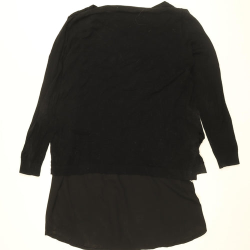 Mango Womens Black Cotton Basic Blouse Size M Round Neck