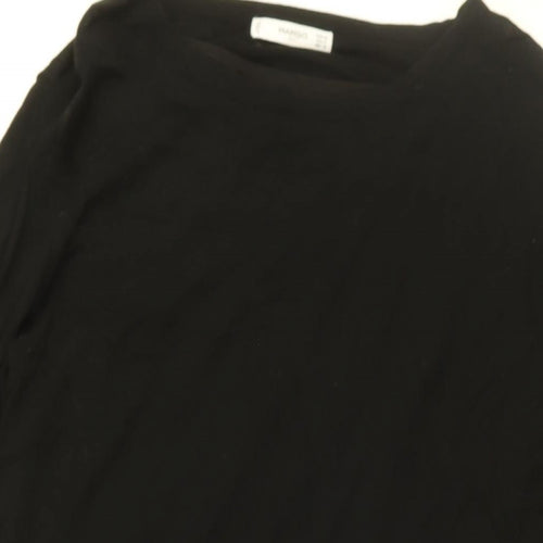 Mango Womens Black Cotton Basic Blouse Size M Round Neck