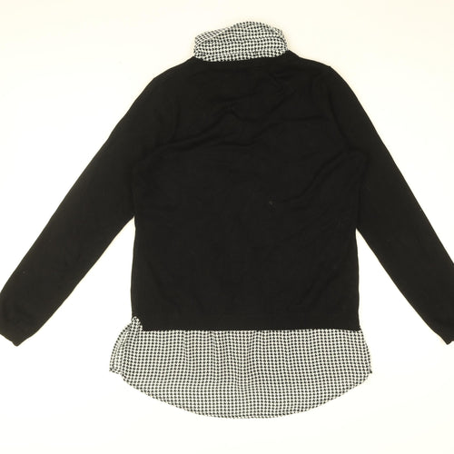Adrianna Papell Womens Black Geometric Viscose Basic Blouse Size S Collared - Houndstooth