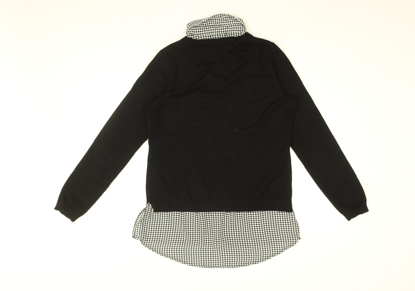 Adrianna Papell Womens Black Geometric Viscose Basic Blouse Size S Collared - Houndstooth