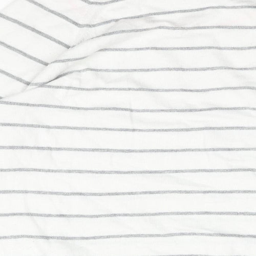 Gap Womens White Round Neck Striped Cotton Pullover Jumper Size M