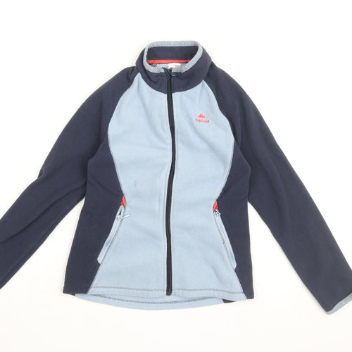 DECATHLON Girls Blue Polyester Full Zip Sweatshirt Size 8-9 Years Zip