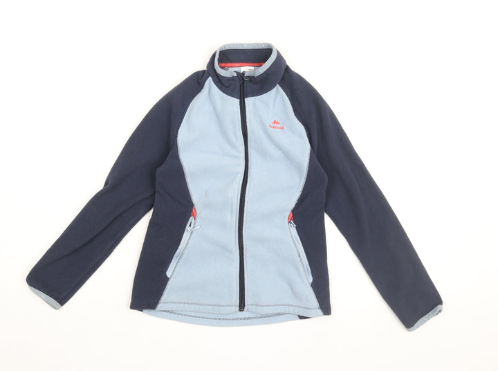 DECATHLON Girls Blue Polyester Full Zip Sweatshirt Size 8-9 Years Zip