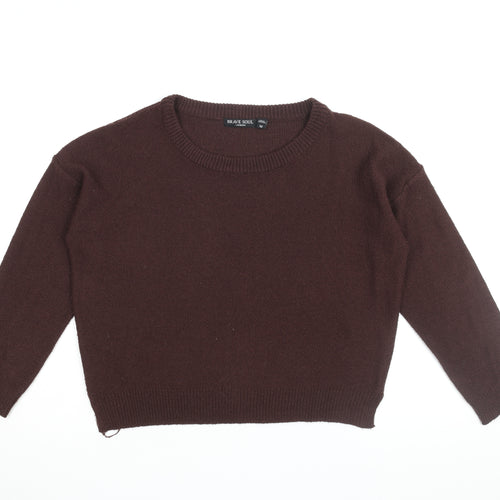 Brave Soul Womens Brown Round Neck Acrylic Pullover Jumper Size M