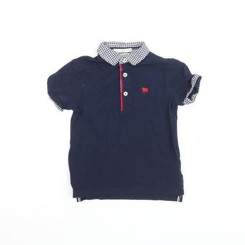 Jasper Conran Boys Blue Cotton Basic T-Shirt Size 4-5 Years Collared Button
