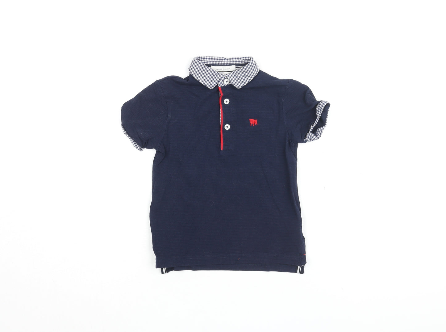 Jasper Conran Boys Blue Cotton Basic T-Shirt Size 4-5 Years Collared Button