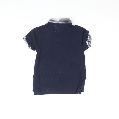 Jasper Conran Boys Blue Cotton Basic T-Shirt Size 4-5 Years Collared Button