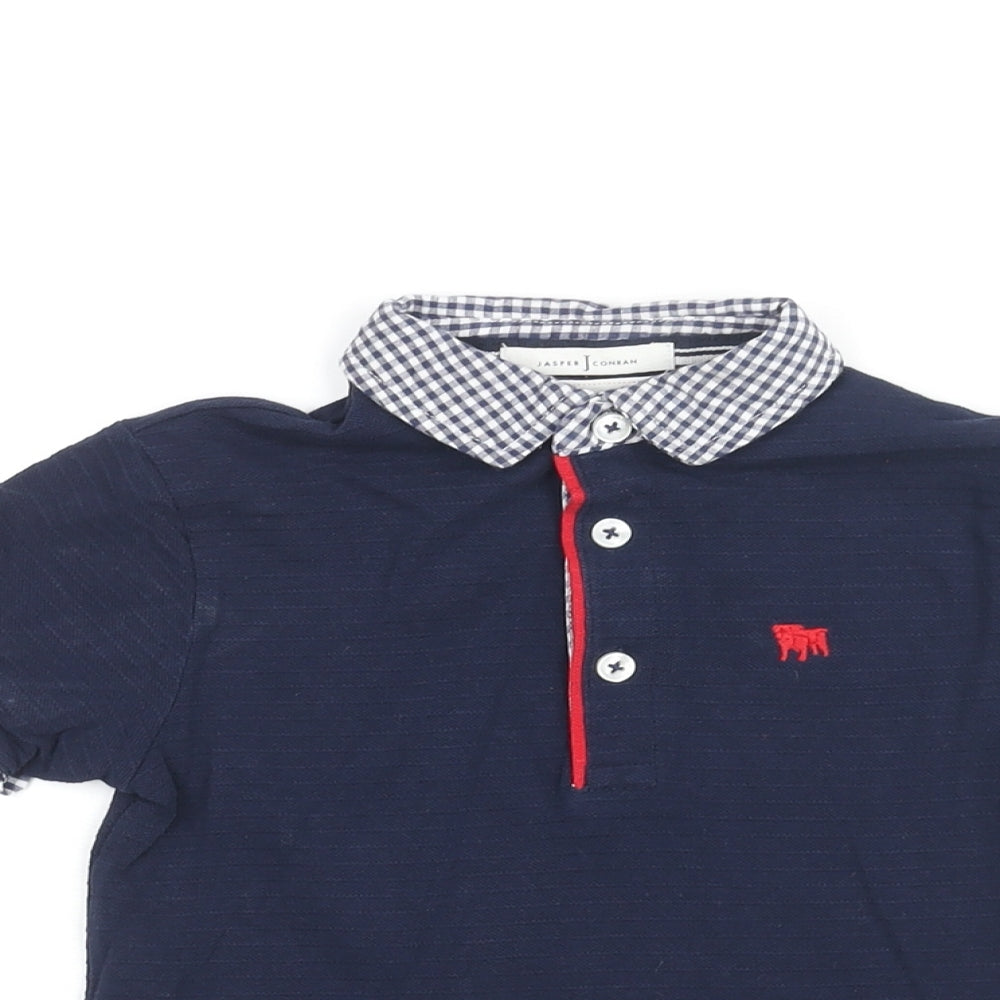 Jasper Conran Boys Blue Cotton Basic T-Shirt Size 4-5 Years Collared Button